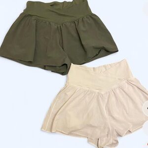 Aerie Ruffle Flowy Built in Under Shorts Women's High Waist Cross Over Pair Lot